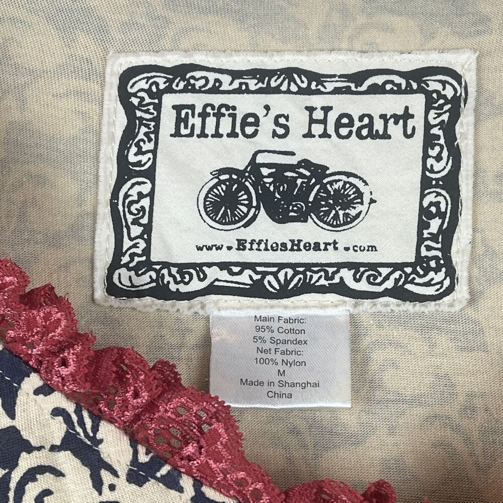 Effie's Heart Navy and Cream Floral Midi Dress with Red Trim - Picture 4 of 15